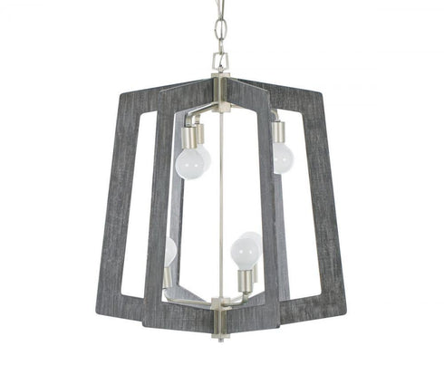 Varaluz Lofty 6 Light 2 Tier Foyer Chandelier Silverad Gray Wood in Steel Finish Model: 268F06SOG
