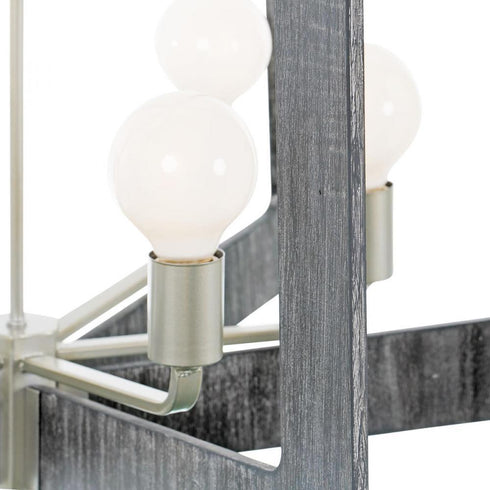 Varaluz Lofty 6 Light 2 Tier Foyer Chandelier Silverad Gray Wood in Steel Finish Model: 268F06SOG