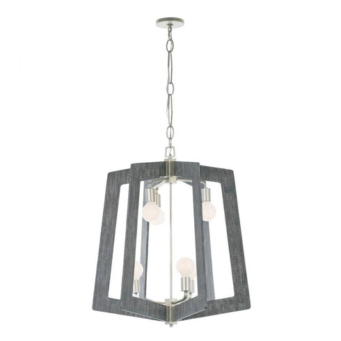 Varaluz Lofty 6 Light 2 Tier Foyer Chandelier Silverad Gray Wood in Steel Finish Model: 268F06SOG