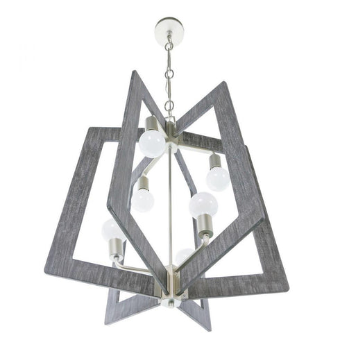 Varaluz Lofty 6 Light 2 Tier Foyer Chandelier Silverad Gray Wood in Steel Finish Model: 268F06SOG