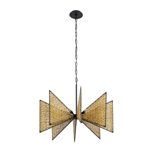 Varaluz Machina 8 Light Chandelier Matte Blac Model: 379C08MBS