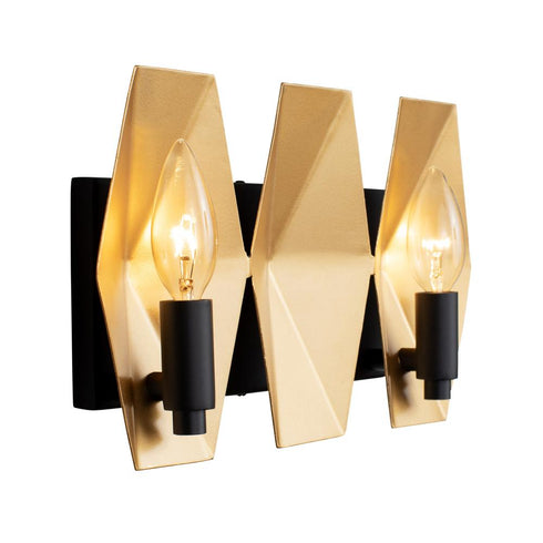 Varaluz Malone 2 Light Bath Matte Blac French Gold Model: 361B02MBFG
