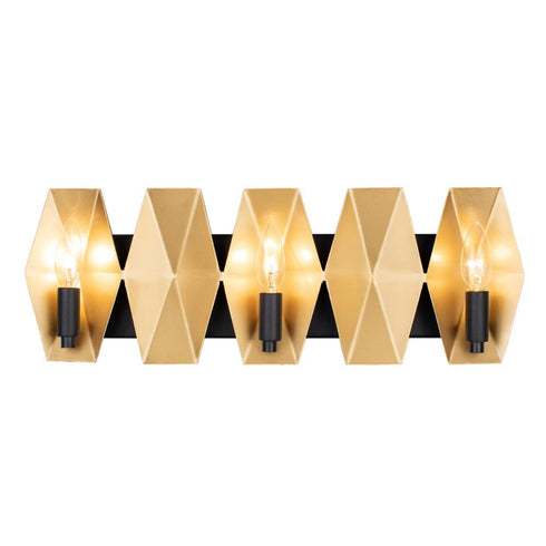 Varaluz Malone 3 Light Bath Matte Blac French Gold Model: 361B03MBFG