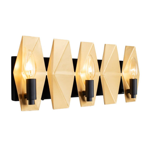 Varaluz Malone 3 Light Bath Matte Blac French Gold Model: 361B03MBFG