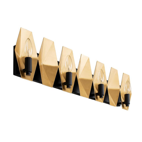 Varaluz Malone 4 Light Bath Matte Blac French Gold Model: 361B04MBFG
