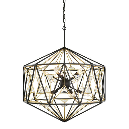 Varaluz Marcia 10 Light Pendnat Matte Blac French Model: 353P10MBFG