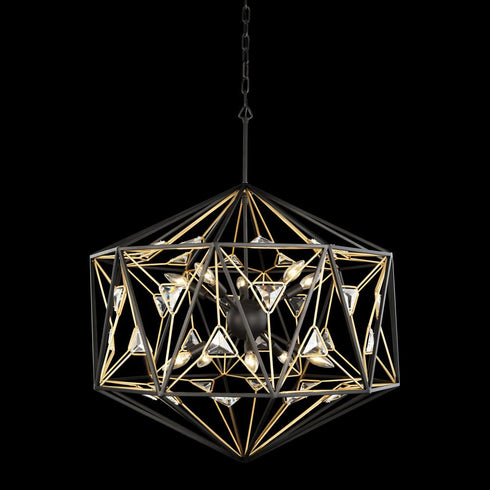 Varaluz Marcia 10 Light Pendnat Matte Blac French Model: 353P10MBFG