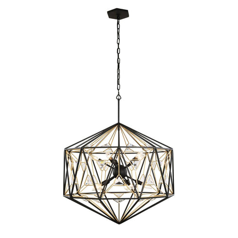 Varaluz Marcia 10 Light Pendnat Matte Blac French Model: 353P10MBFG