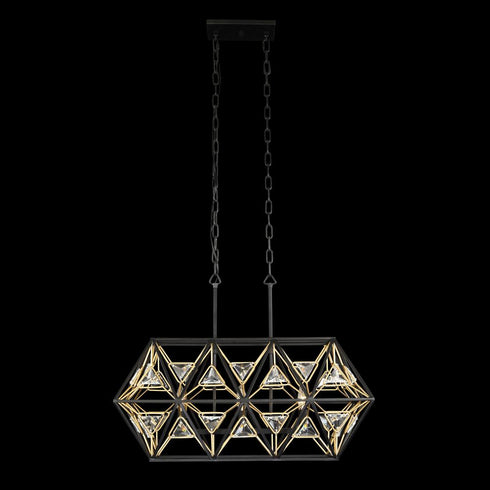 Varaluz Marcia 3 Light Linear Pendant Matte Blac Model: 353N03MBFG