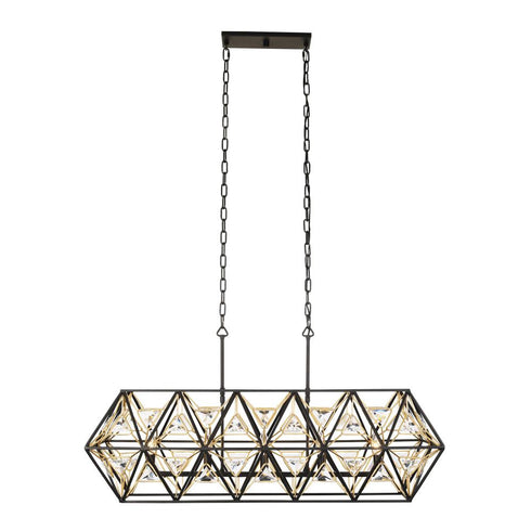Varaluz Marcia 5 Light Linear Pendant Matte Blac Model: 353N05MBFG