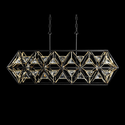 Varaluz Marcia 5 Light Linear Pendant Matte Blac Model: 353N05MBFG