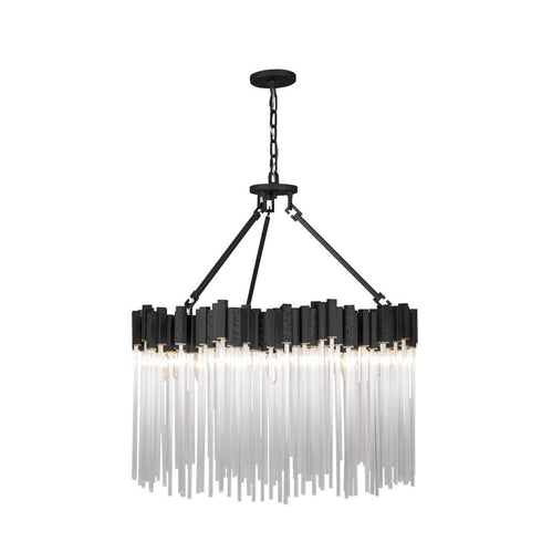 Varaluz Matrix 10 Light Pendant Matte Blac French Model: 309P10MBFG
