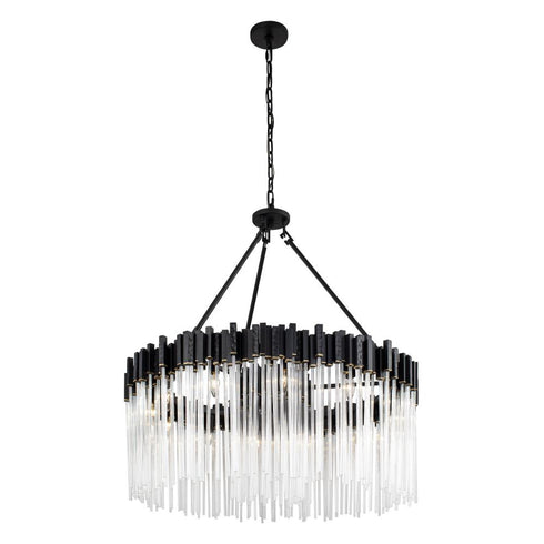 Varaluz Matrix 12 Light Pendant Matte Blac French Model: 309P12MBFG