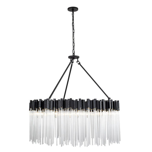 Varaluz Matrix 12 Light Pendant Matte Blac French Model: 309P12MBFG