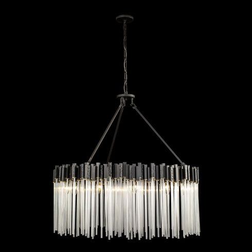 Varaluz Matrix 12 Light Pendant Matte Blac French Model: 309P12MBFG