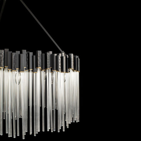 Varaluz Matrix 12 Light Pendant Matte Blac French Model: 309P12MBFG