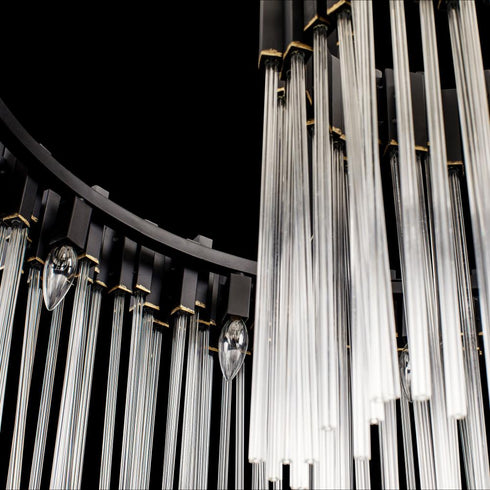 Varaluz Matrix 12 Light Pendant Matte Blac French Model: 309P12MBFG