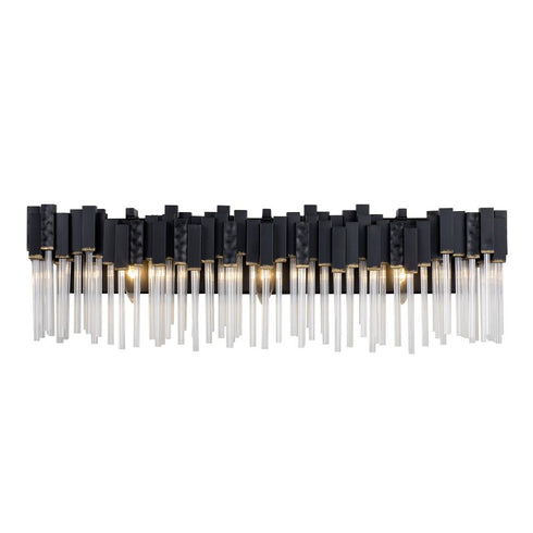 Varaluz Matrix 3 Light Bath Matte Blac French Gold Model: 309B03MBFG