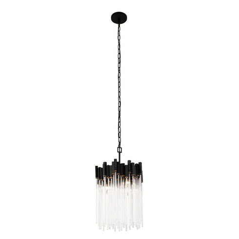 Varaluz Matrix 3 Light Pendant Matte Blac French Model: 309P03MBFG