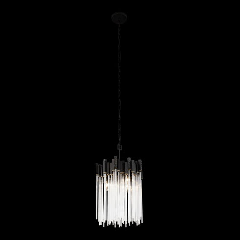 Varaluz Matrix 3 Light Pendant Matte Blac French Model: 309P03MBFG