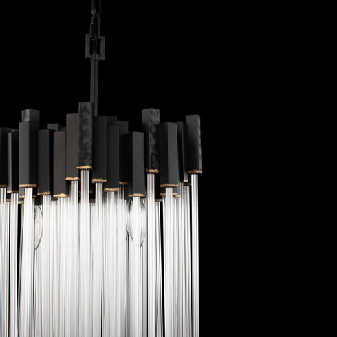 Varaluz Matrix 3 Light Pendant Matte Blac French Model: 309P03MBFG