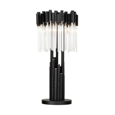 Varaluz Matrix 3 Light Table Lamp Matte Blac French Model: 309T03MBFG