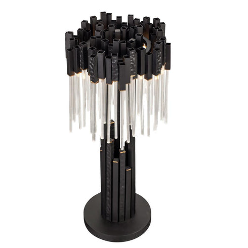 Varaluz Matrix 3 Light Table Lamp Matte Blac French Model: 309T03MBFG