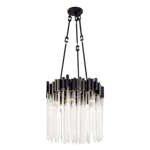Varaluz Matrix 6 Light Pendant Matte Blac French Model: 309P06MBFG