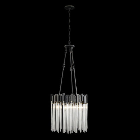 Varaluz Matrix 6 Light Pendant Matte Blac French Model: 309P06MBFG