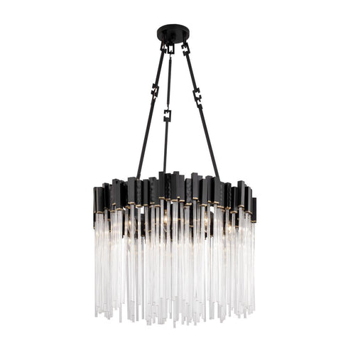 Varaluz Matrix 9 Light Pendant Matte Blac French Model: 309P09MBFG