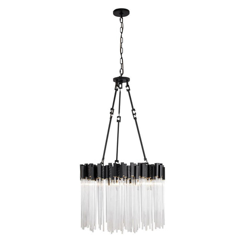 Varaluz Matrix 9 Light Pendant Matte Blac French Model: 309P09MBFG