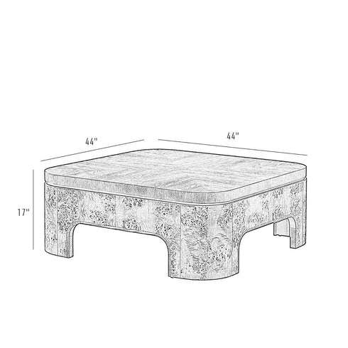 Varaluz McKinney Coffee Table Mushroom Oa Mappa Burl in Mushroom Oak/Mappa Burl Finish Model: 514TA44A