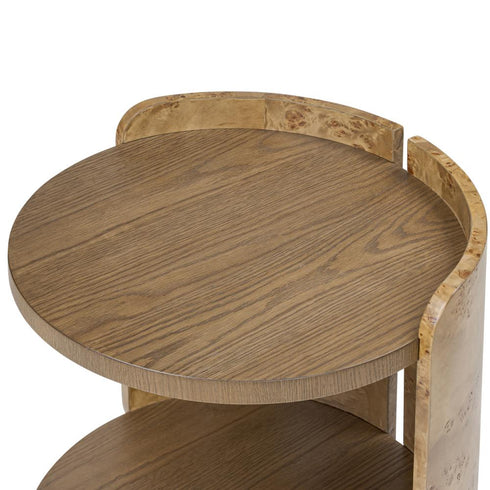 Varaluz McKinney Side Table Mushroom Oa Mappa Burl in Mushroom Oak/Mappa Burl Finish Model: 514TE20A