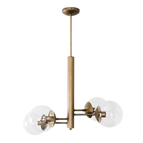 Varaluz Mid-Century Mid Century 4 Light Chandelier in Antique Brass Finish Model: 612700