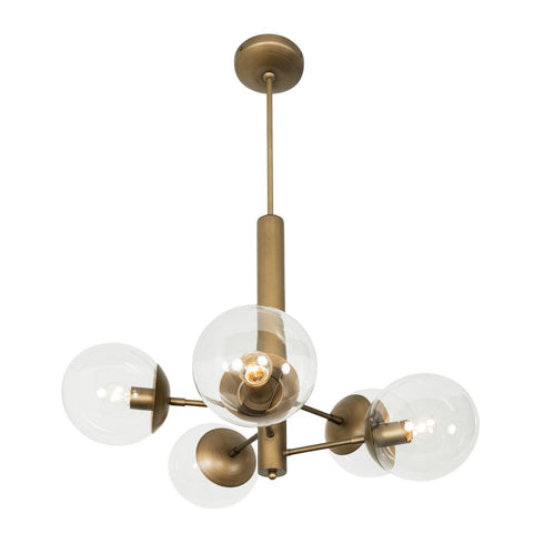 Varaluz Mid-Century Mid Century 5 Light Chandelier in Antique Brass Finish Model: 612710