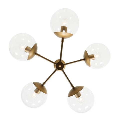 Varaluz Mid-Century Mid Century 5 Light Chandelier in Antique Brass Finish Model: 612710