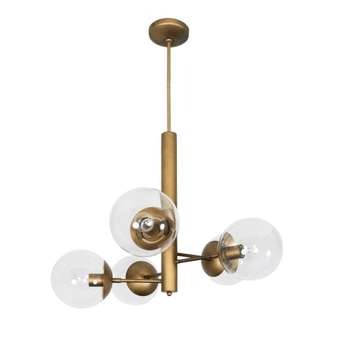 Varaluz Mid-Century Mid Century 5 Light Chandelier in Antique Brass Finish Model: 612710