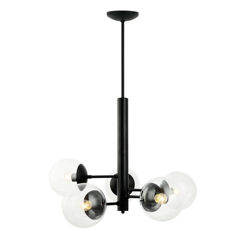 Varaluz Mid-Century Mid Century 5 Light Chandelier in Black Model: 373C05BL