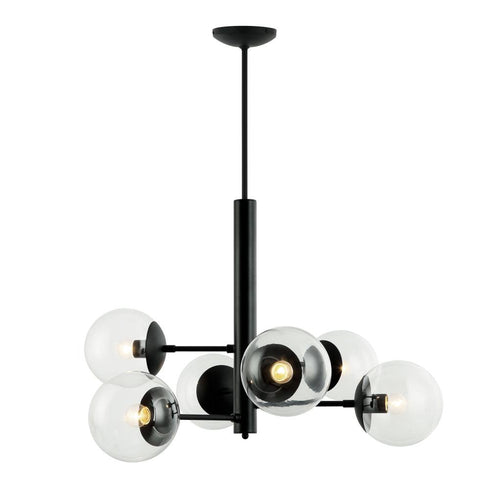 Varaluz Mid-Century Mid Century 6 Light Chandelier in Black Model: 373C06BL