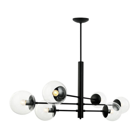 Varaluz Mid-Century Mid Century 6 Light Linear Pendant in Black Model: 373N06BL