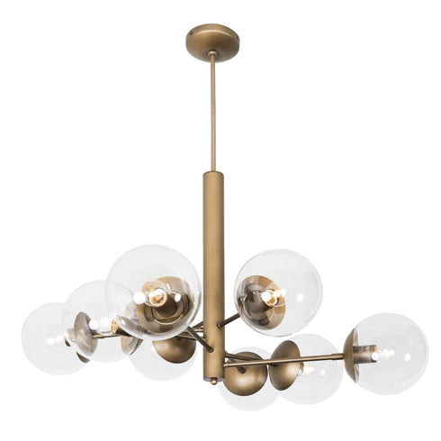 Varaluz Mid-Century Mid Century 8 Light Chandelier in Antique Brass Finish Model: 612730