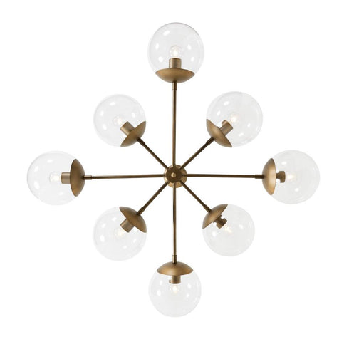 Varaluz Mid-Century Mid Century 8 Light Chandelier in Antique Brass Finish Model: 612730