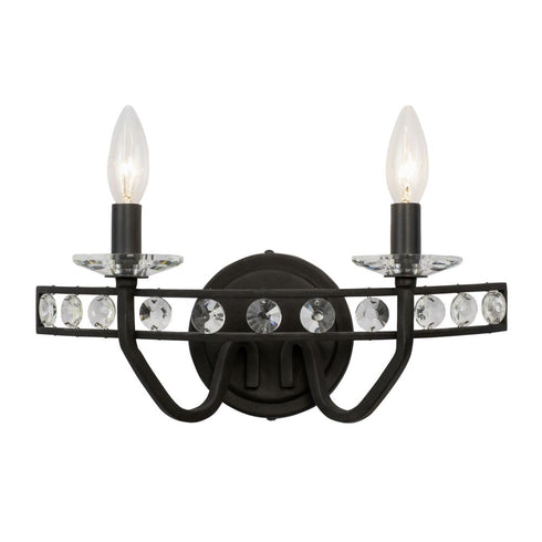 Varaluz Monroe 2 Light Crystal Bath Carbon Model: 363B02CB