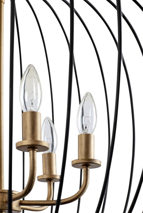 Varaluz Nico 6 Light Pendant Carbo Havana Gold Model: 375P06CBHG