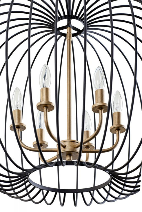 Varaluz Nico 6 Light Pendant Carbo Havana Gold Model: 375P06CBHG
