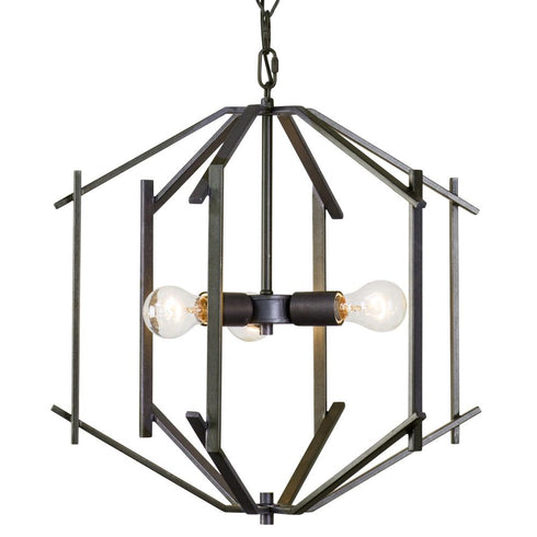 Varaluz Offset 3 Light Pendant in Forged Iron Finish Model: 611610