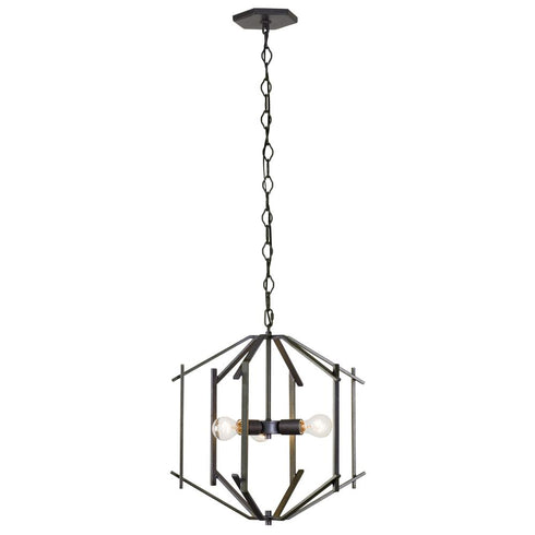 Varaluz Offset 3 Light Pendant in Forged Iron Finish Model: 611610
