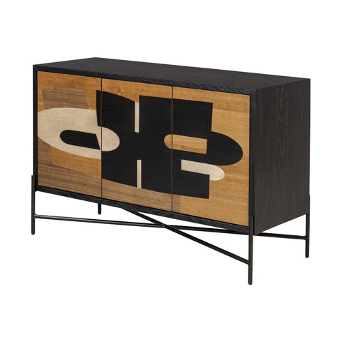 Varaluz Parker Credenza Blac Walnu White Ash Cherr Black Oak in Black/Walnut/White Ashe/Cherry/Black Oak Finish Model: 505ST48A