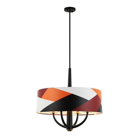 Varaluz Patchwork 4 Light Pendant Blac Satin Bras Patchwork in Black/Satin Brass/Patchwork Finish Model: 501P04BLSB