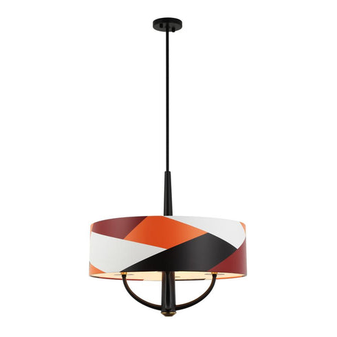 Varaluz Patchwork 4 Light Pendant Blac Satin Bras Patchwork in Black/Satin Brass/Patchwork Finish Model: 501P04BLSB